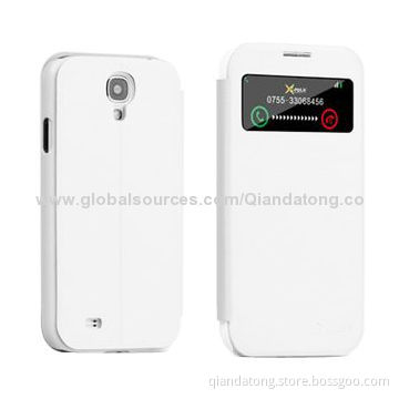 Leather Case for Samsung Galaxy S4, with Window Opened, Standing, Intelligent Sleep Function
